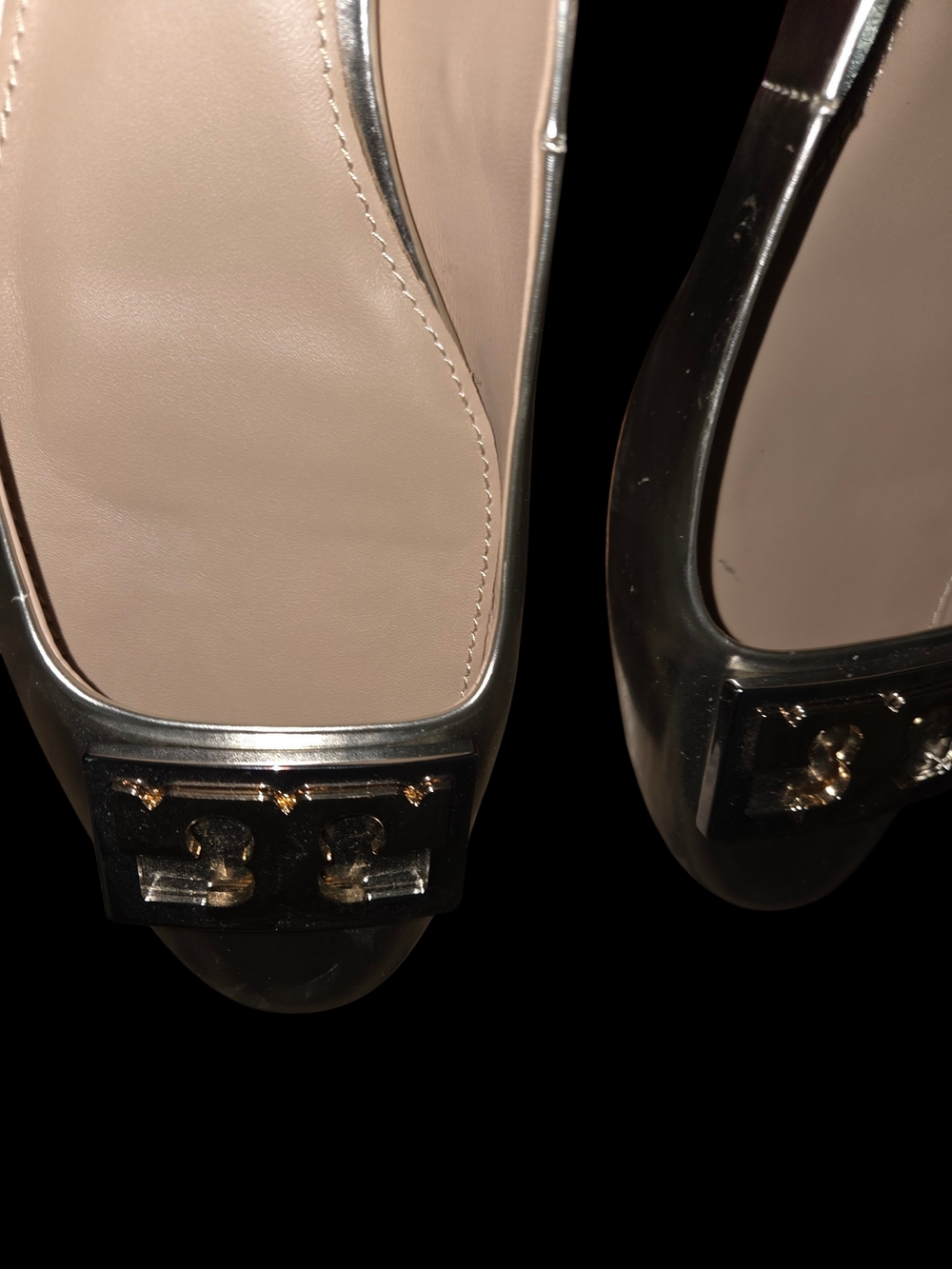 Tory Burch Gigi Mettalic Block Heel sz 9.5 - Picture 3 of 8